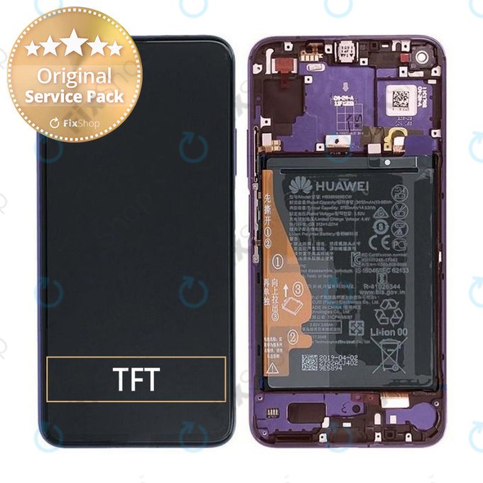 Huawei Nova 5T - LCD zaslon + steklo na dotik + okvir + baterija (Midsummer Purple) - 02353EBH Genuine Service Pack