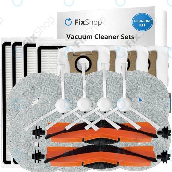 Komplet nadomestnih delov za Xiaomi Mi Robot Vacuum S20+, S10+, X20+, X10+ (2x Glavna krtača, 4x Filter, 4x Stranska krtača – bela, 8x Krpa za brisanje, 4x Vrečka za prah)