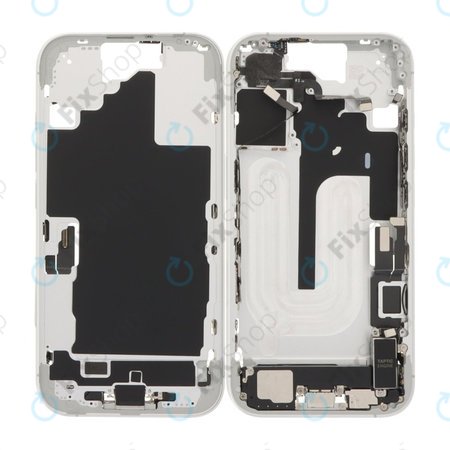 Apple iPhone 16 - Srednji Okvir + Gumbi za Vklop, Glasnost in Kamero (White)