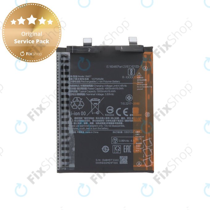 Baterija za Xiaomi 13T 2306EPN60G, Redmi Note 13 Pro 4G 23117RA68G 2312FPCA6G, 5000mAh, BM5T, Genuine Service Pack