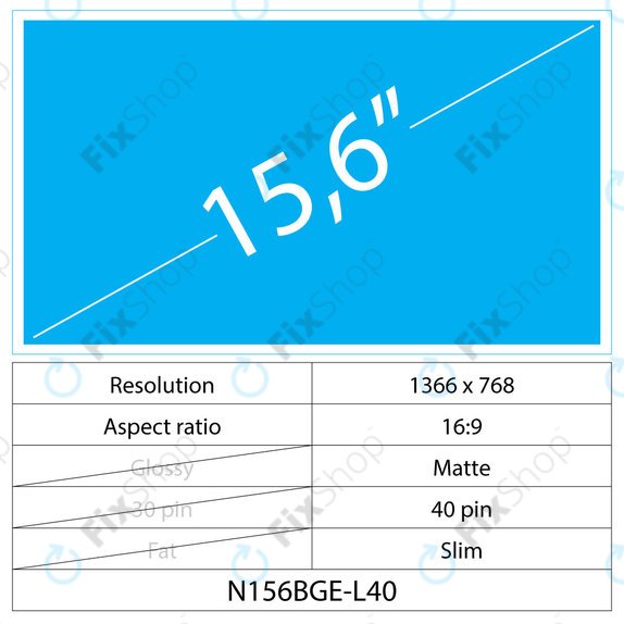 15.6 LCD Slim mat 40 pin HD