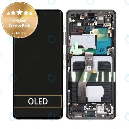 Samsung Galaxy S21 Ultra G998B - LCD zaslon + steklo na dotik + okvir (Phantom Black) - GH82-26035A, GH82-26036A Genuine Service Pack