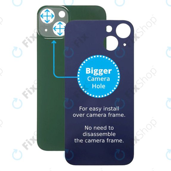 Apple iPhone 13 - Steklo zadnjega ohišja s povečano odprtino za kamero (Green)
