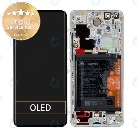 Huawei P40 Pro - LCD zaslon + steklo na dotik + okvir + baterija + senzor prstnih odtisov (Ice White, Silver Frost) - 02353PJK Genuine Service Pack