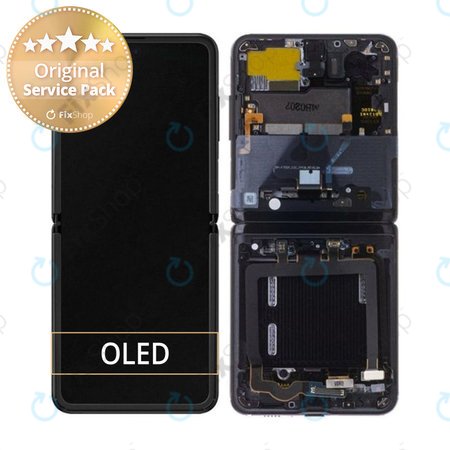Samsung Galaxy Z Flip F700N - LCD zaslon + steklo na dotik + okvir (Mirror Black) - GH82-22215A Genuine Service Pack