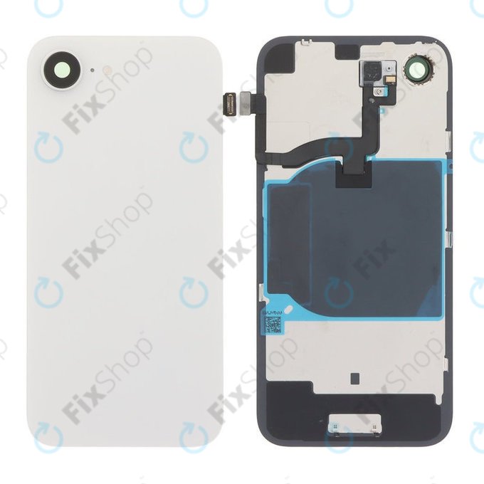 Apple iPhone 16e - Steklo zadnjega ohišja + Leča kamere + Kovinska plošča + Magsafe magnet (White)
