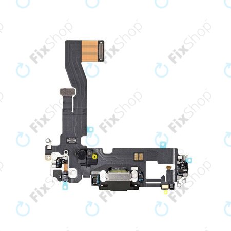Apple iPhone 12, 12 Pro - Konektor za polnjenje + Flex kabel (Black)