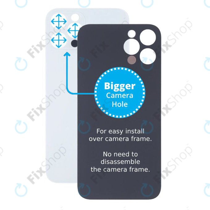 Apple iPhone 13 Pro Max - Steklo zadnjega ohišja s povečano luknjo za kamero (Silver)