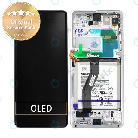 Samsung Galaxy S21 Ultra G998B - LCD zaslon + steklo na dotik + okvir + baterija (Phantom Silver) - GH82-24591B, GH82-24925B Genuine Service Pack