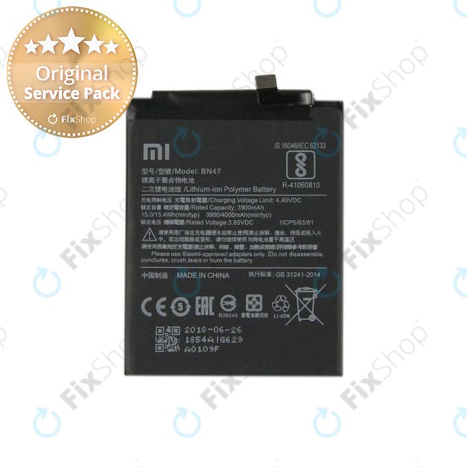 Xiaomi Mi A2 Lite (Redmi 6 Pro) - Baterija BN47 4000mAh - 46BN47A02085, 46BN47G03014 Genuine Service Pack