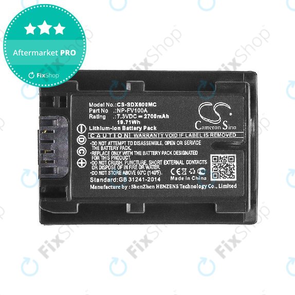 Baterija za Sony FDR-AX, HDR-CX, HDR-CX HDR-PJ, NEX-VG30, 2700mAh, Li-Ion, 7.3V, NP-FV100A, HQ