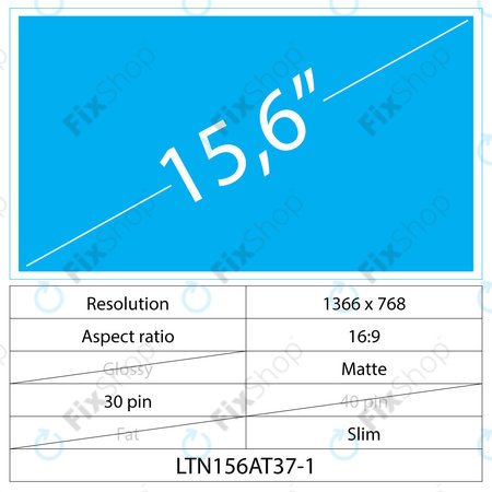 15.6 LCD Slim mat 30 pin HD