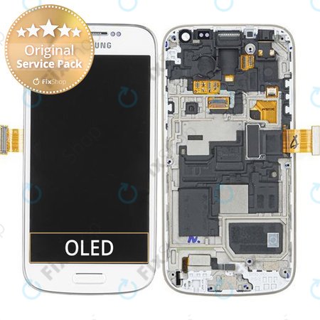 Samsung Galaxy S4 Mini i9195 - LCD zaslon + steklo na dotik + okvir (White Frost) - GH97-14766B Genuine Service Pack