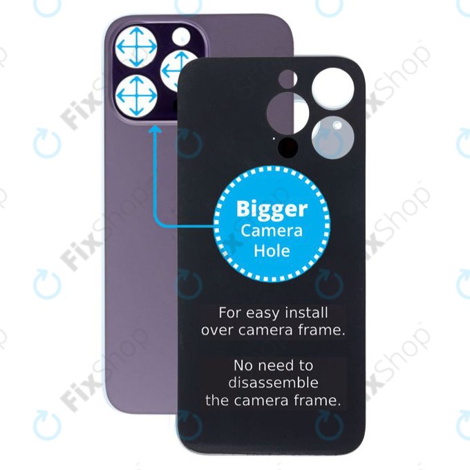 Apple iPhone 14 Pro Max - Steklo zadnjega ohišja s povečano odprtino za kamero (Deep Purple)
