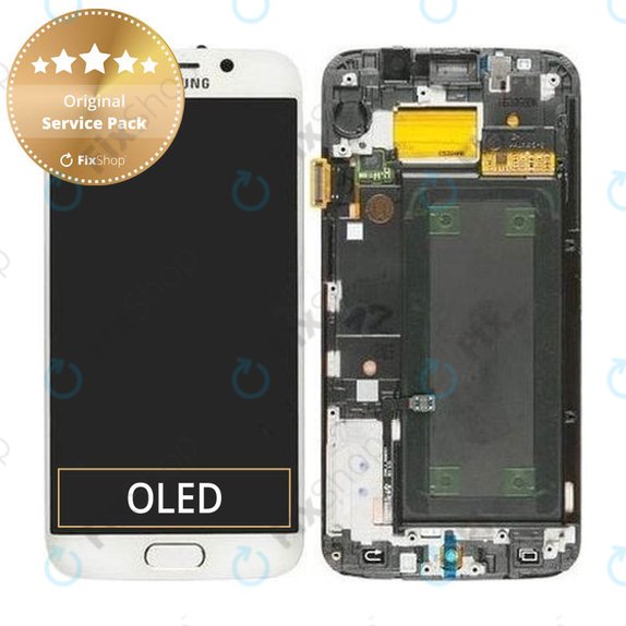 Samsung Galaxy S6 Edge G925F - LCD zaslon + steklo na dotik + okvir (White Pearl) - GH97-17162B, GH97-17317B, GH97-17334B Genuine Service Pack