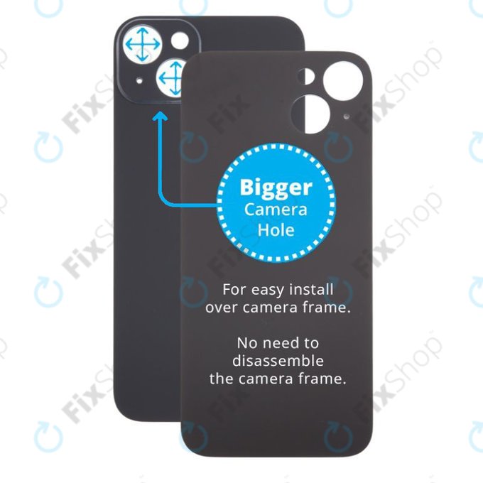 Apple iPhone 15 Plus - Steklo zadnjega ohišja s povečano luknjo za kamero (Black)