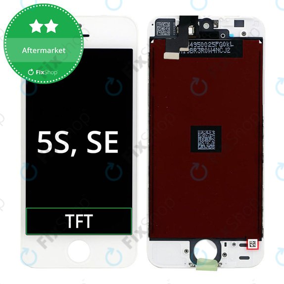 Zaslon za iPhone 5S, SE, White, Steklo na dotik z okvirjem