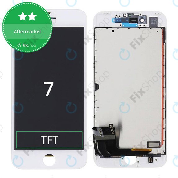 Zaslon za iPhone 7, White, Steklo na dotik z okvirjem
