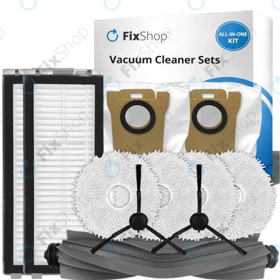 Komplet nadomestnih delov za Xiaomi Dreame L20 Ultra, X20 Pro, X20 Pro Plus (1x Glavna krtača, 2x Filter, 2x Stranska krtača – črna, 4x Krpa za brisanje, 2x Vrečka za prah)